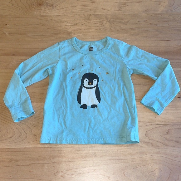 Tea Collection Girls Golden Stars and Penguin Long Sleeve Shirt 18-24 months 🐧 - Picture 1 of 5